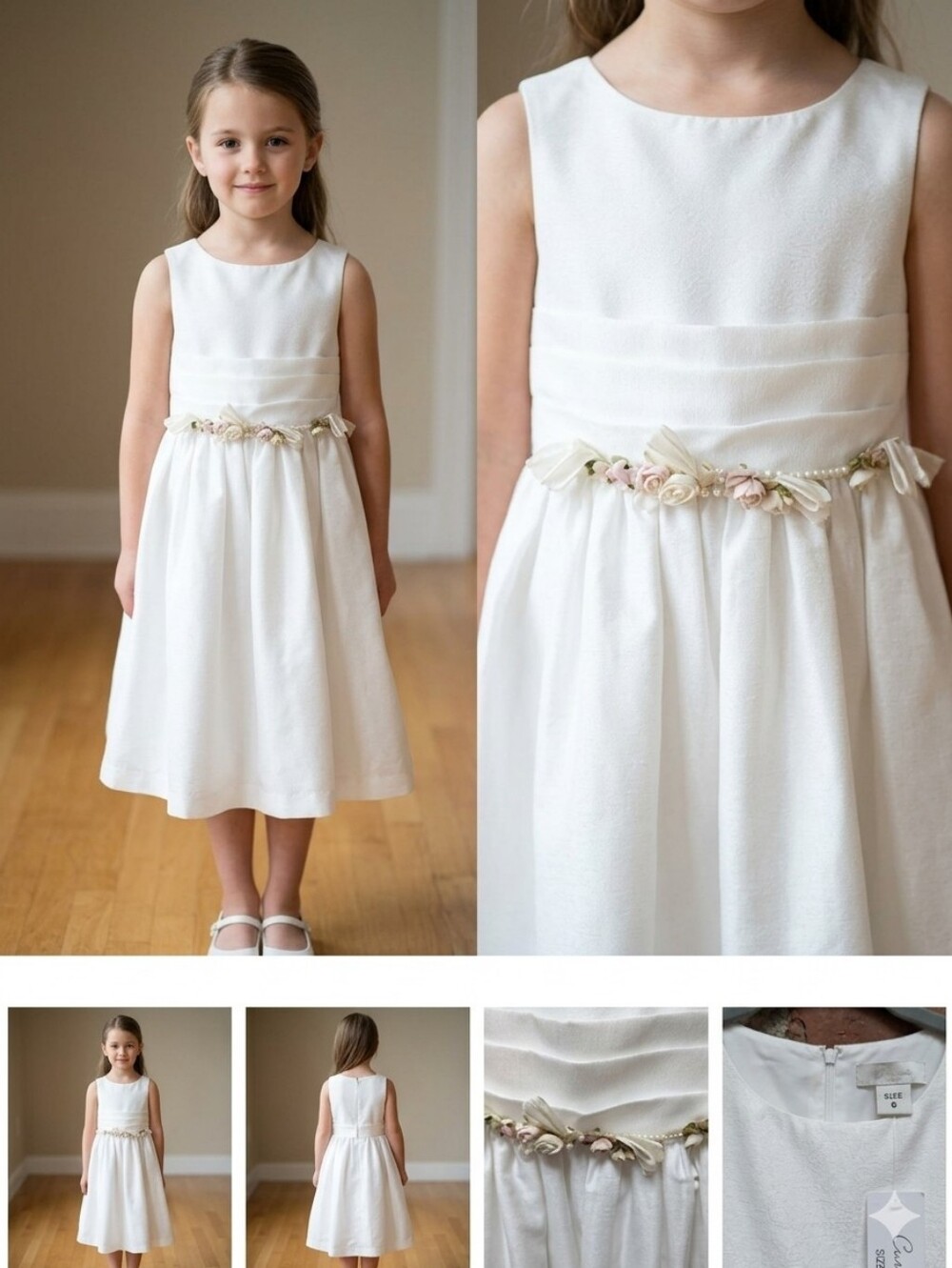 White little girls flower girl dress